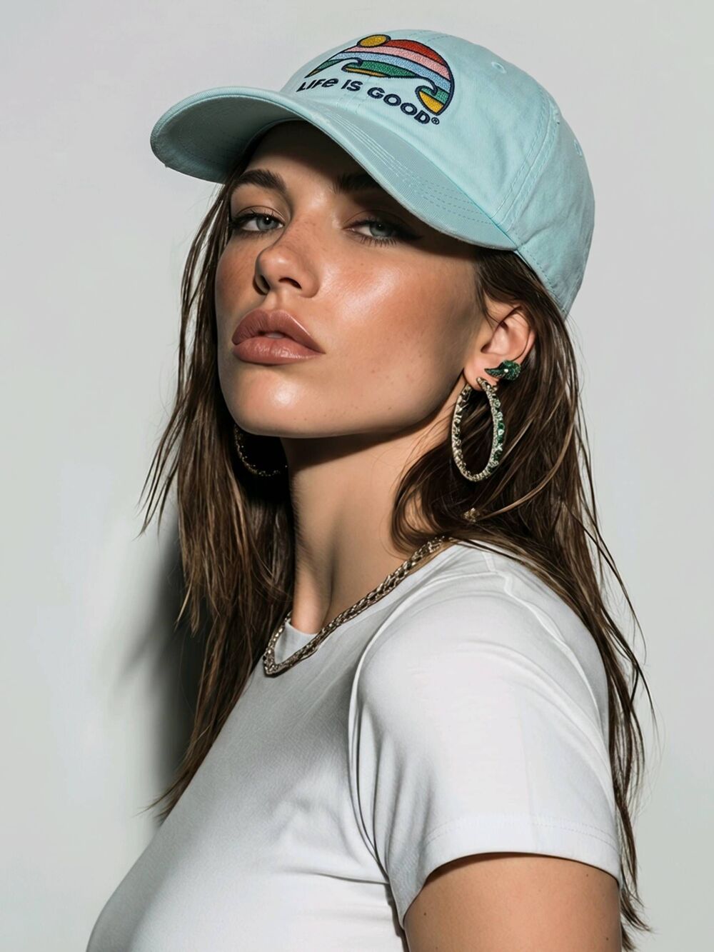 🔸️NWT Life is Good Blue Retro Wave Stripe Adjustable Hat One Size